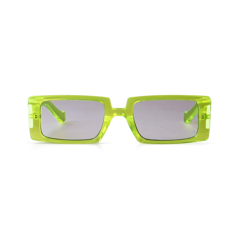 GIFIORE Trendy Rectangle Sunglasses Retro Cool 90s Vintage Fashion Narrow Square Frame UV400 Protection (Neon Green) - Image 4